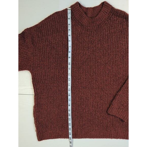 American Eagle Sweater Women’s Small Maroon Textured Knit Long Sleeve Pullover - Picture 8 of 11